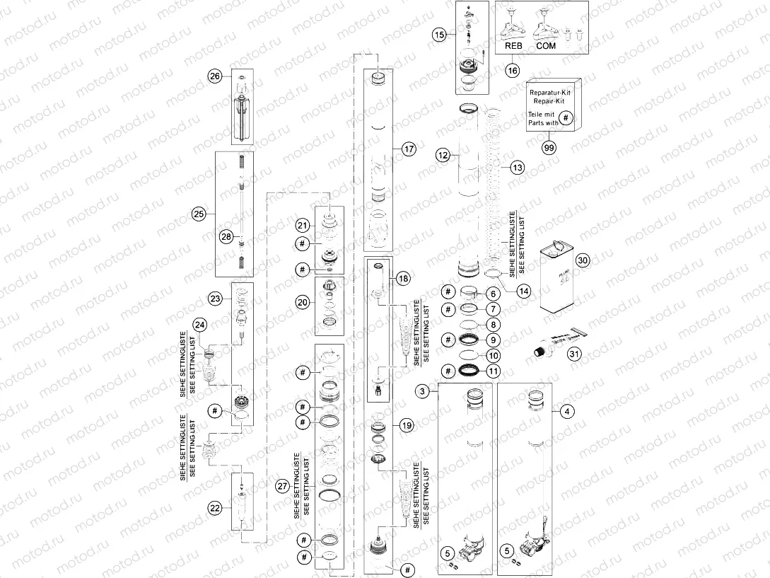FRONT FORK DISASSEMBLED