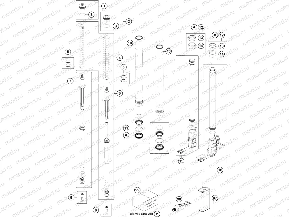 FRONT FORK DISASSEMBLED