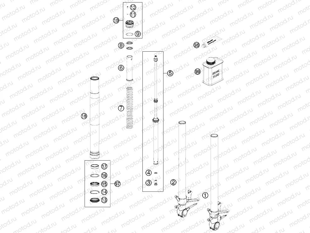 FRONT FORK DISASSEMBLED