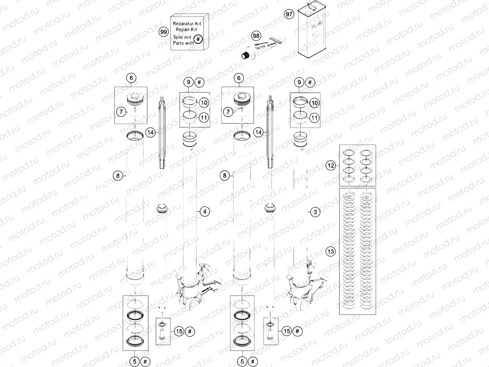 FRONT FORK DISASSEMBLED
