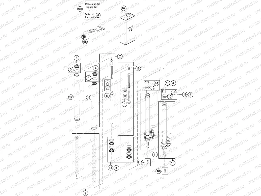 FRONT FORK DISASSEMBLED