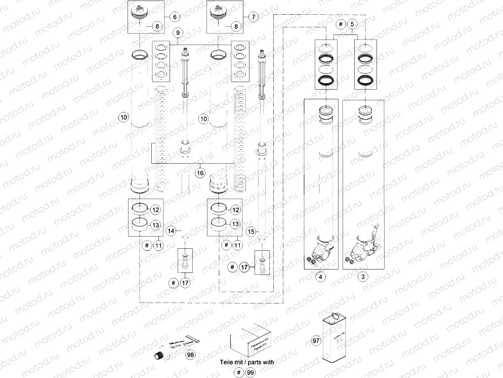 FRONT FORK DISASSEMBLED