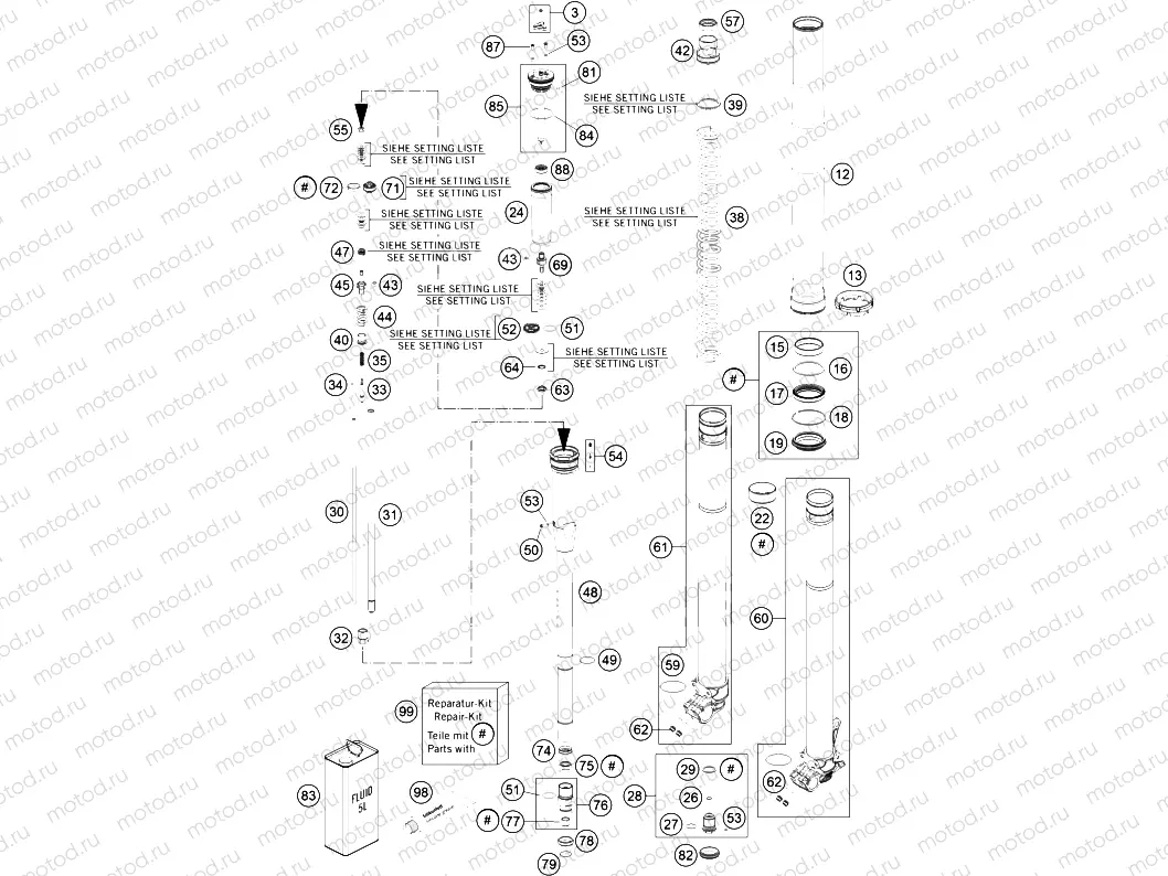 FRONT FORK DISASSEMBLED