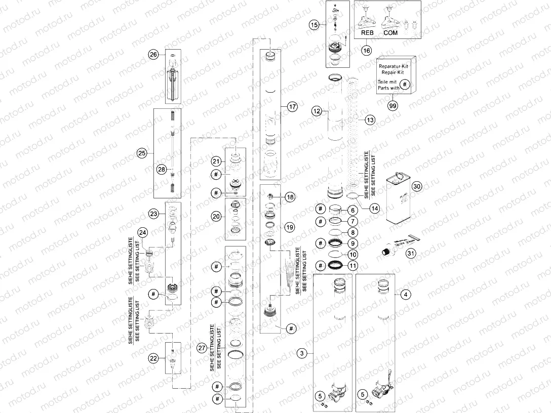 FRONT FORK DISASSEMBLED