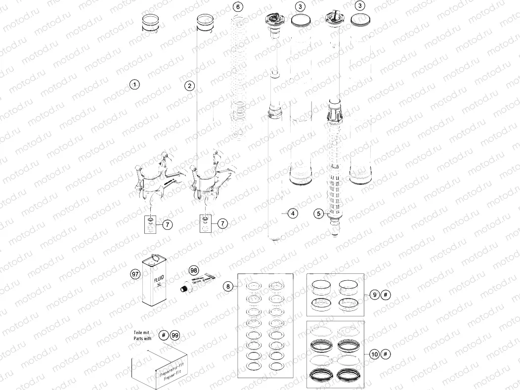 FRONT FORK DISASSEMBLED