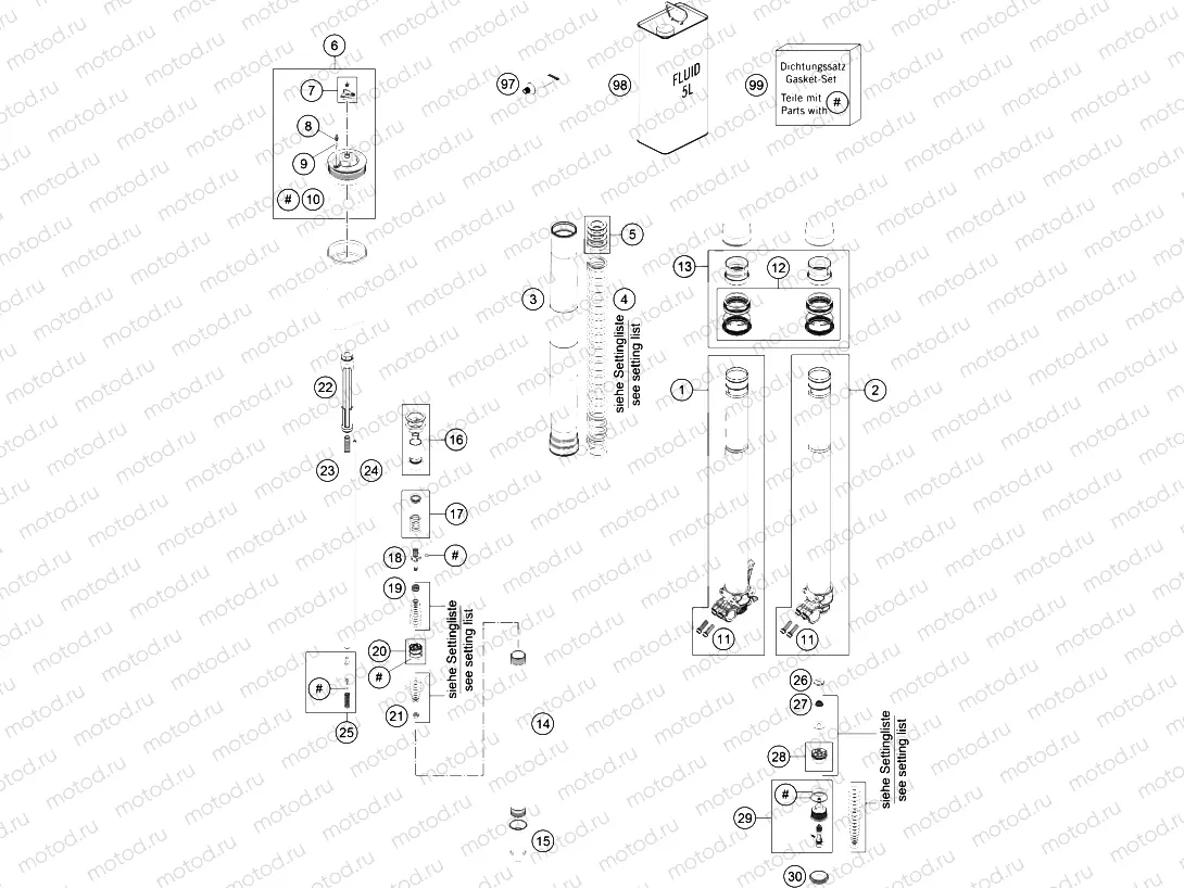 FRONT FORK DISASSEMBLED
