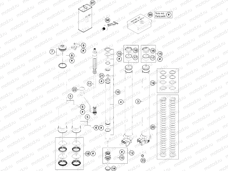 FRONT FORK DISASSEMBLED
