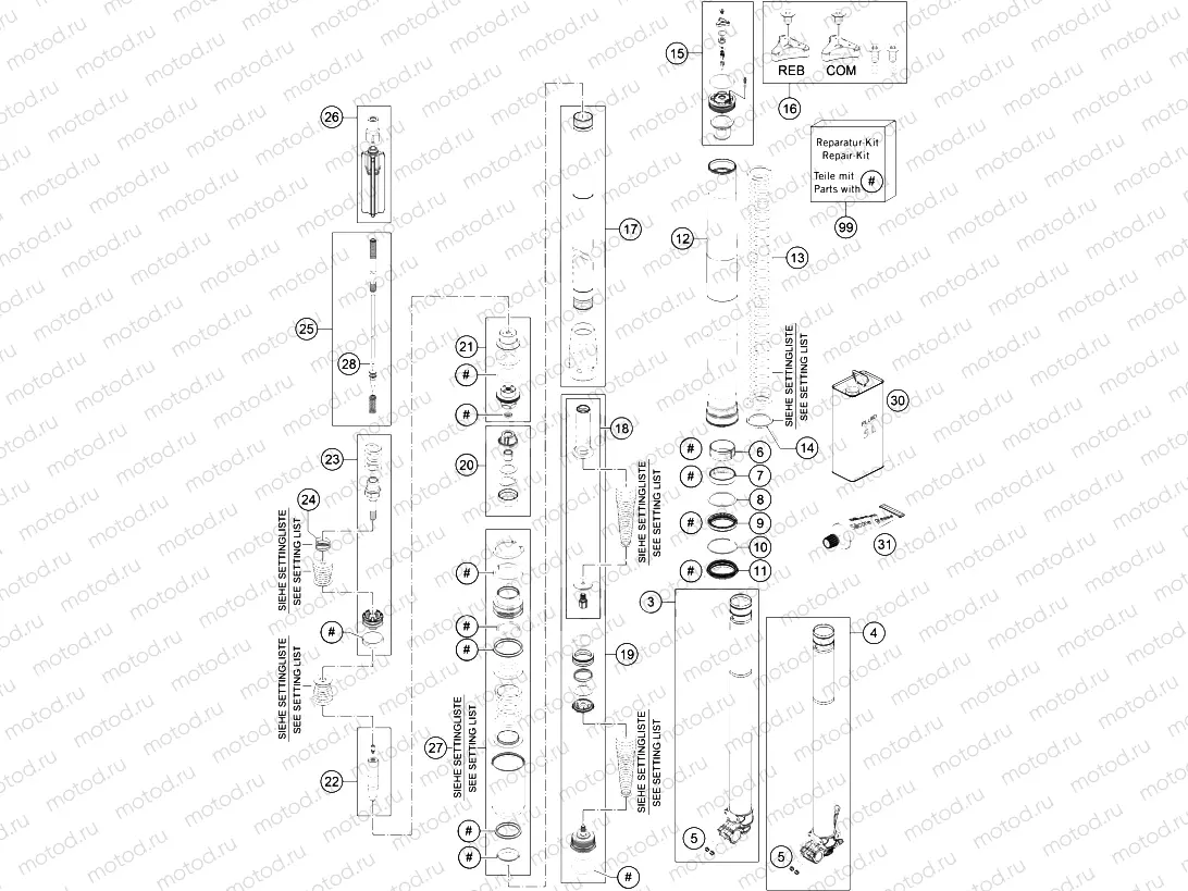 FRONT FORK DISASSEMBLED