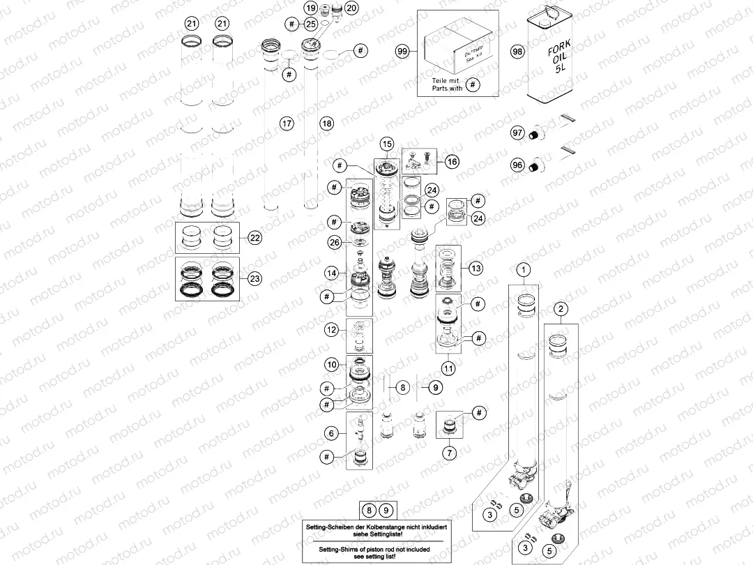 FRONT FORK DISASSEMBLED