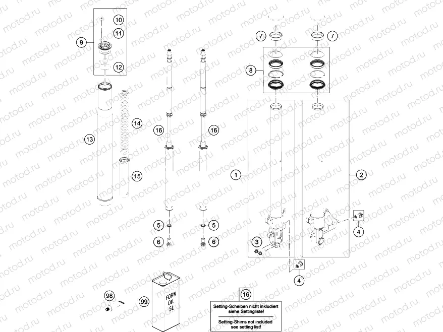 FRONT FORK DISASSEMBLED