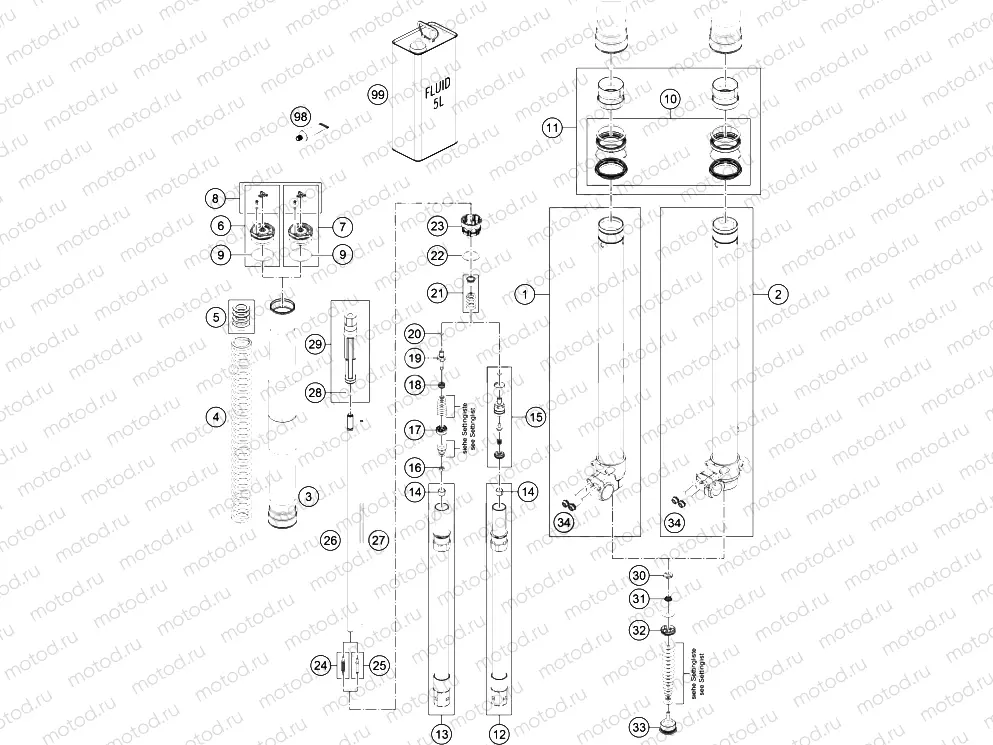 FRONT FORK DISASSEMBLED
