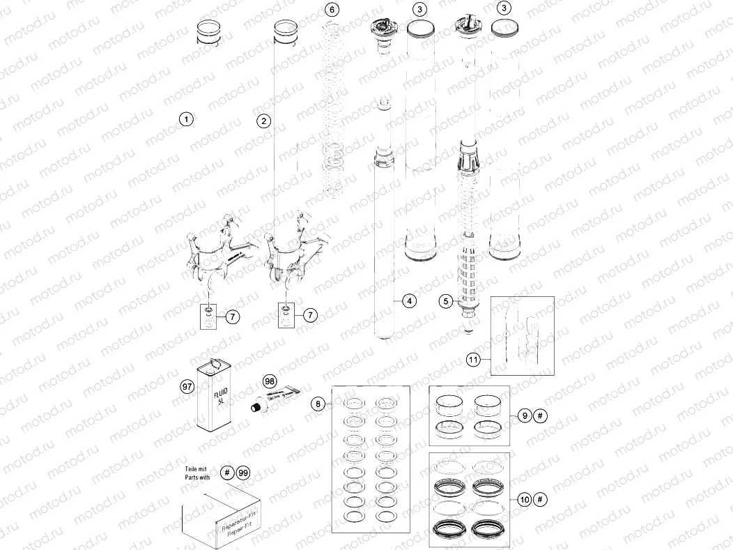 FRONT FORK DISASSEMBLED