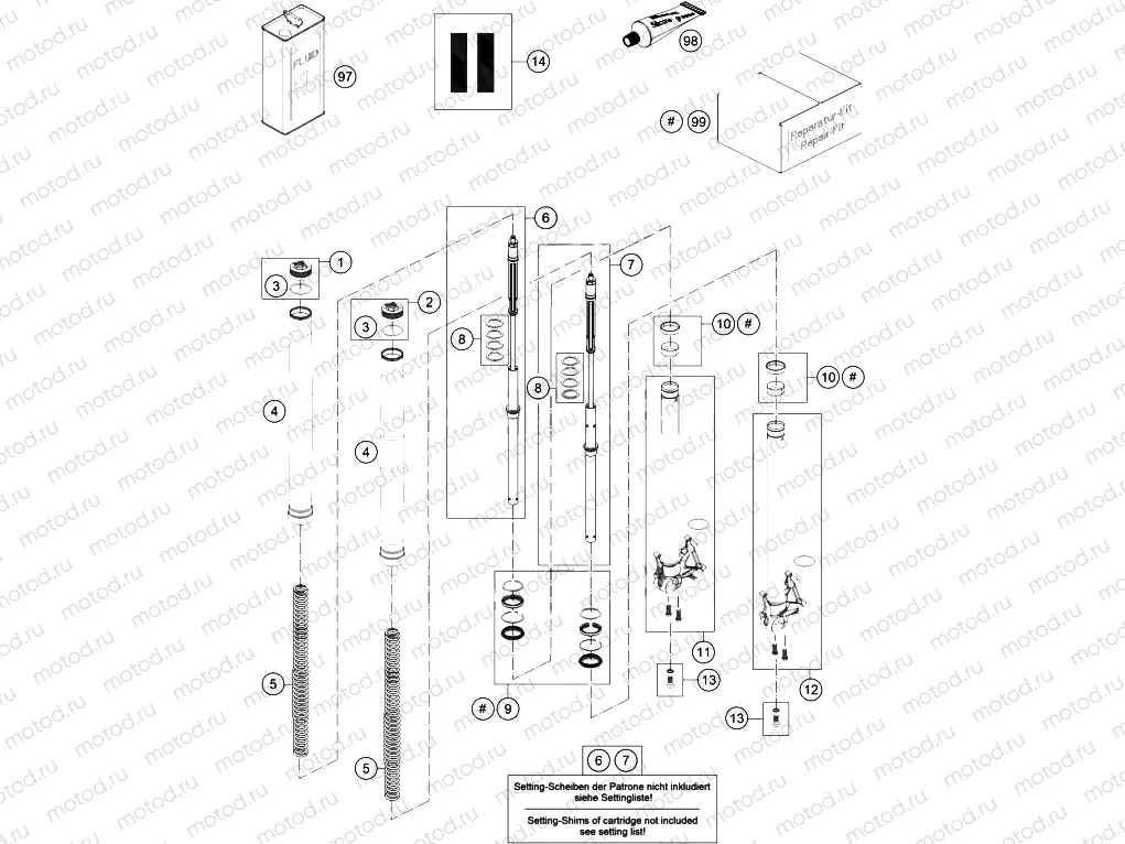 FRONT FORK DISASSEMBLED