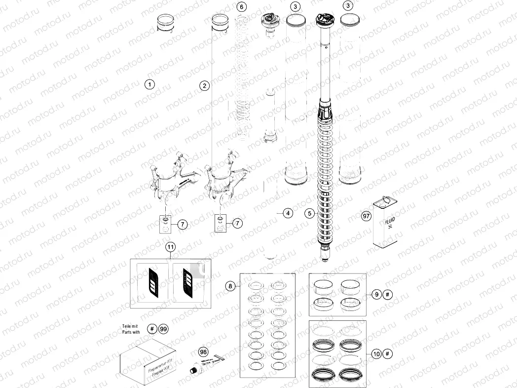 FRONT FORK DISASSEMBLED