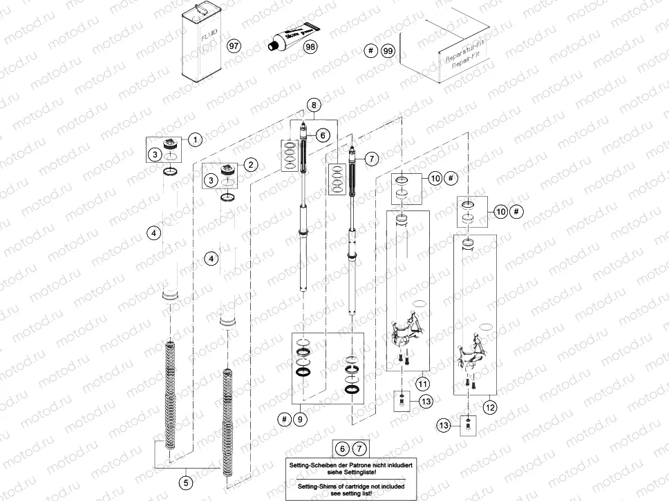 FRONT FORK DISASSEMBLED