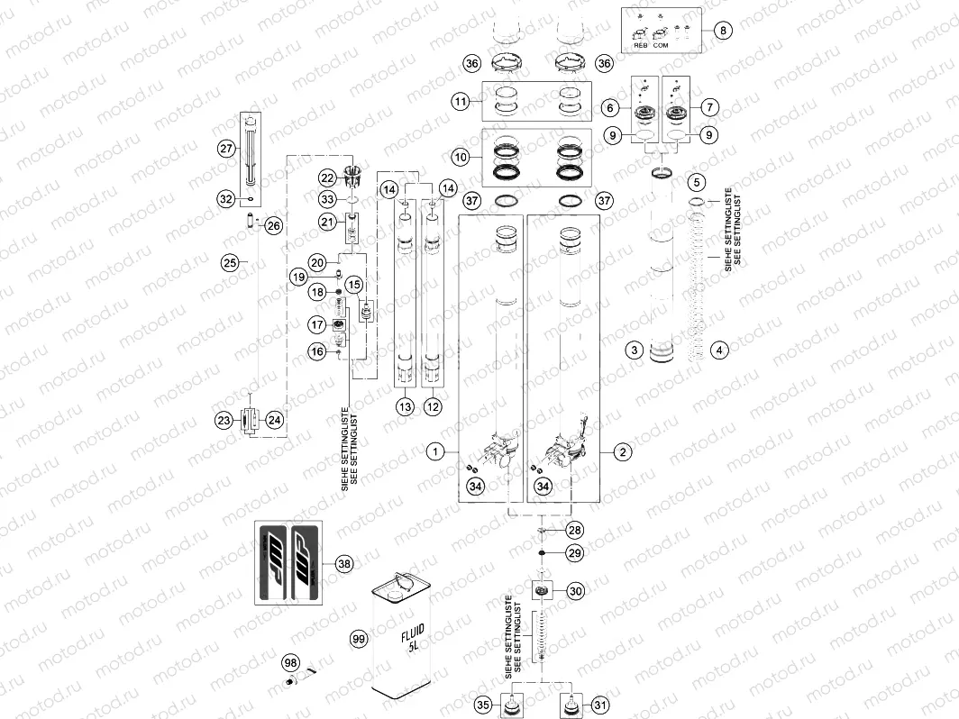 FRONT FORK DISASSEMBLED