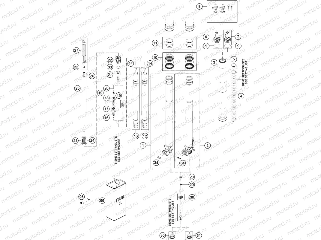 FRONT FORK DISASSEMBLED