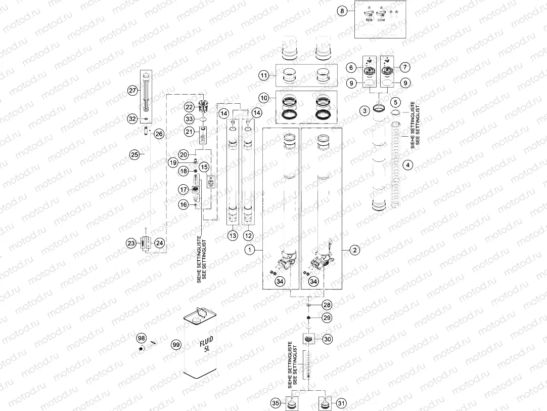 FRONT FORK DISASSEMBLED