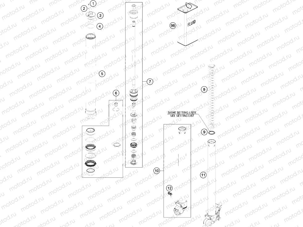FRONT FORK DISASSEMBLED