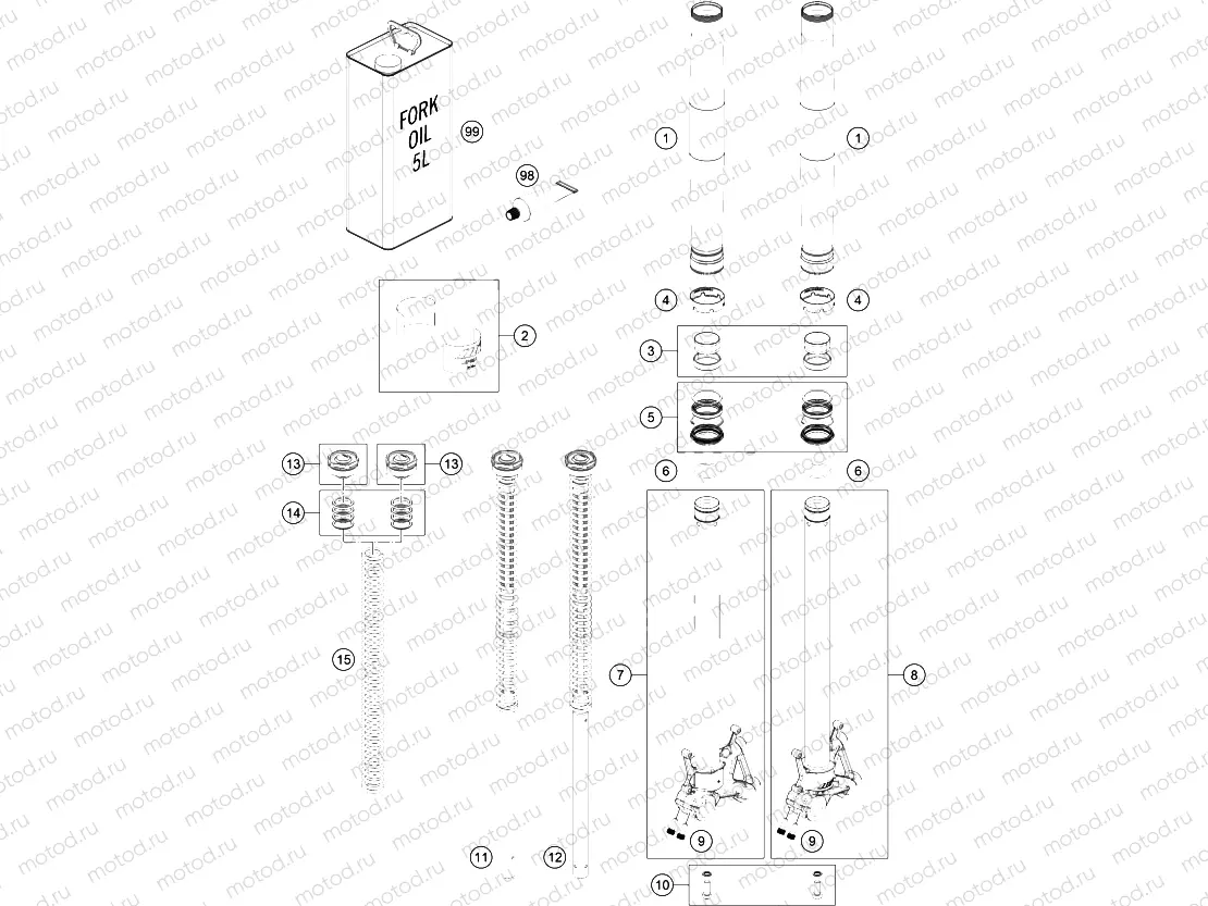 FRONT FORK DISASSEMBLED