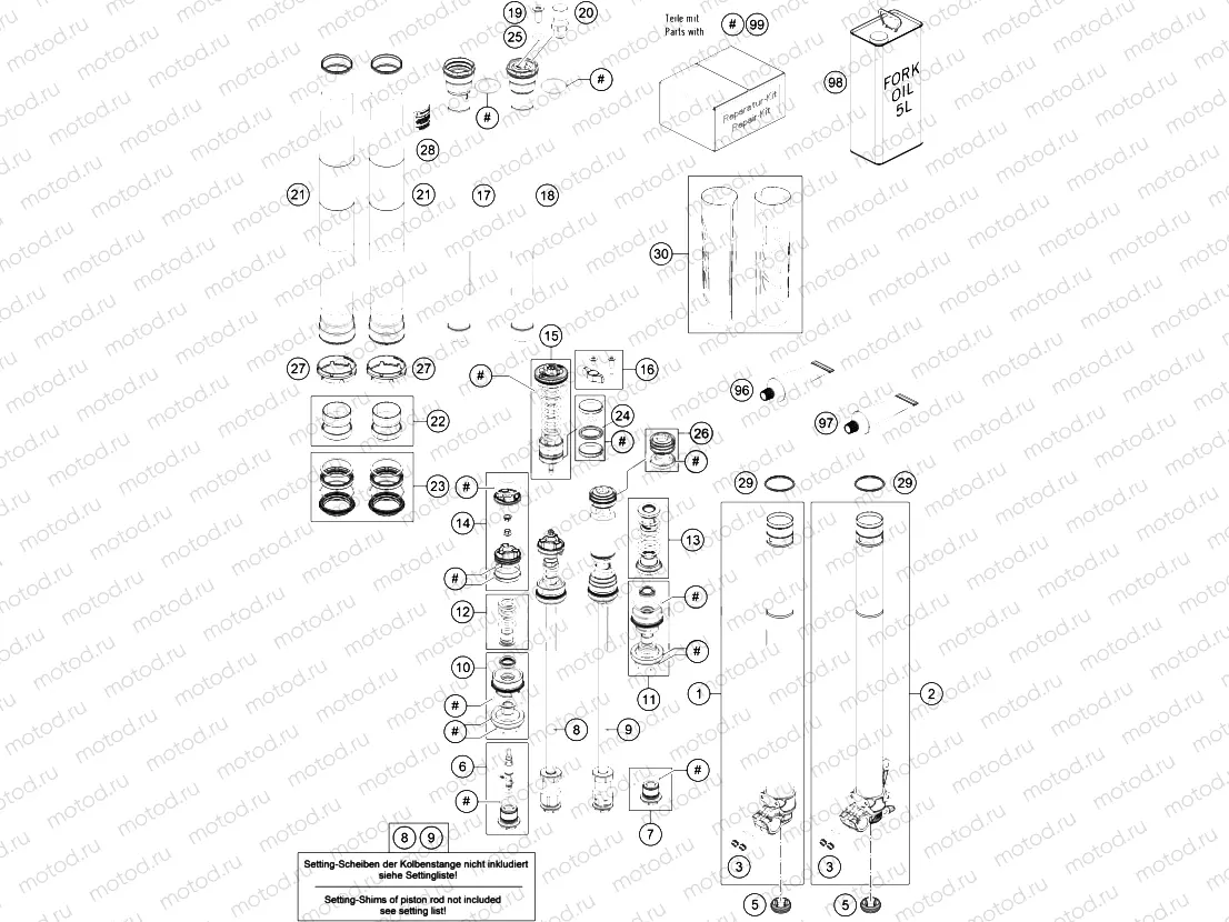 FRONT FORK DISASSEMBLED
