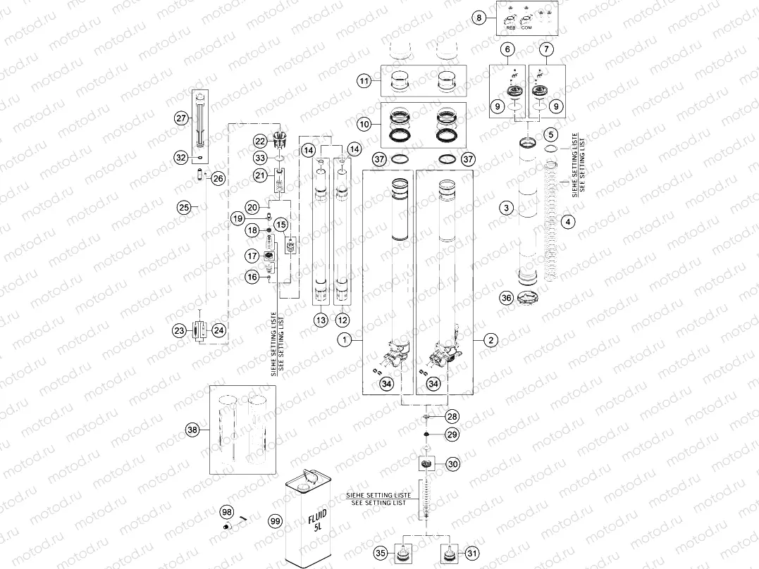 FRONT FORK DISASSEMBLED