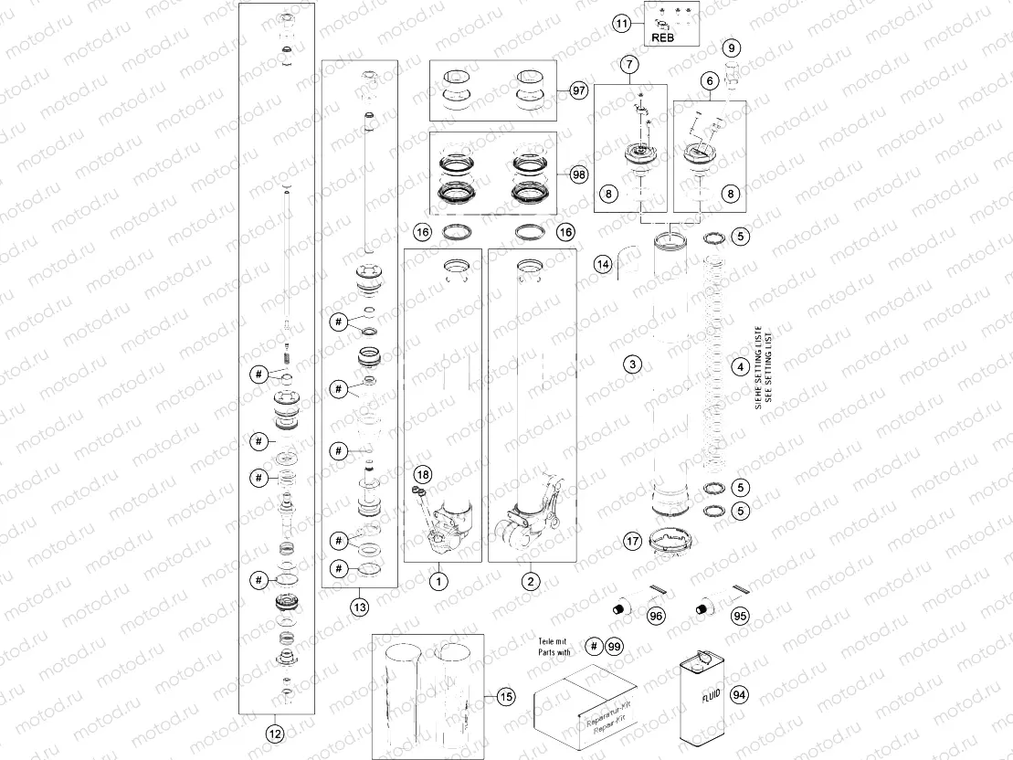 FRONT FORK DISASSEMBLED
