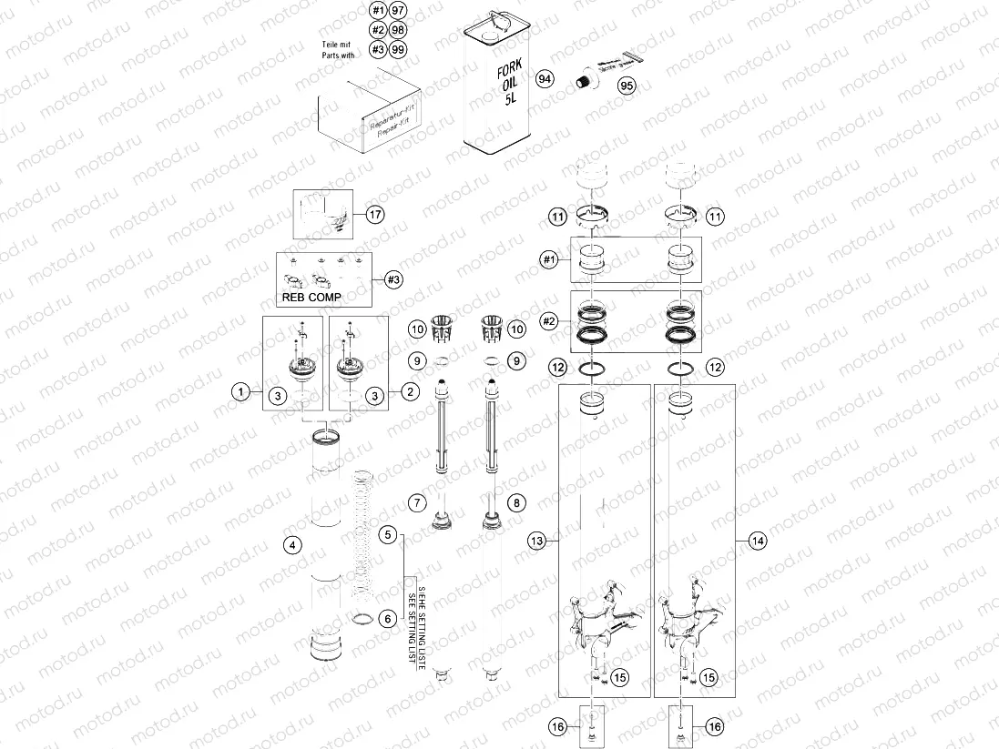 FRONT FORK DISASSEMBLED