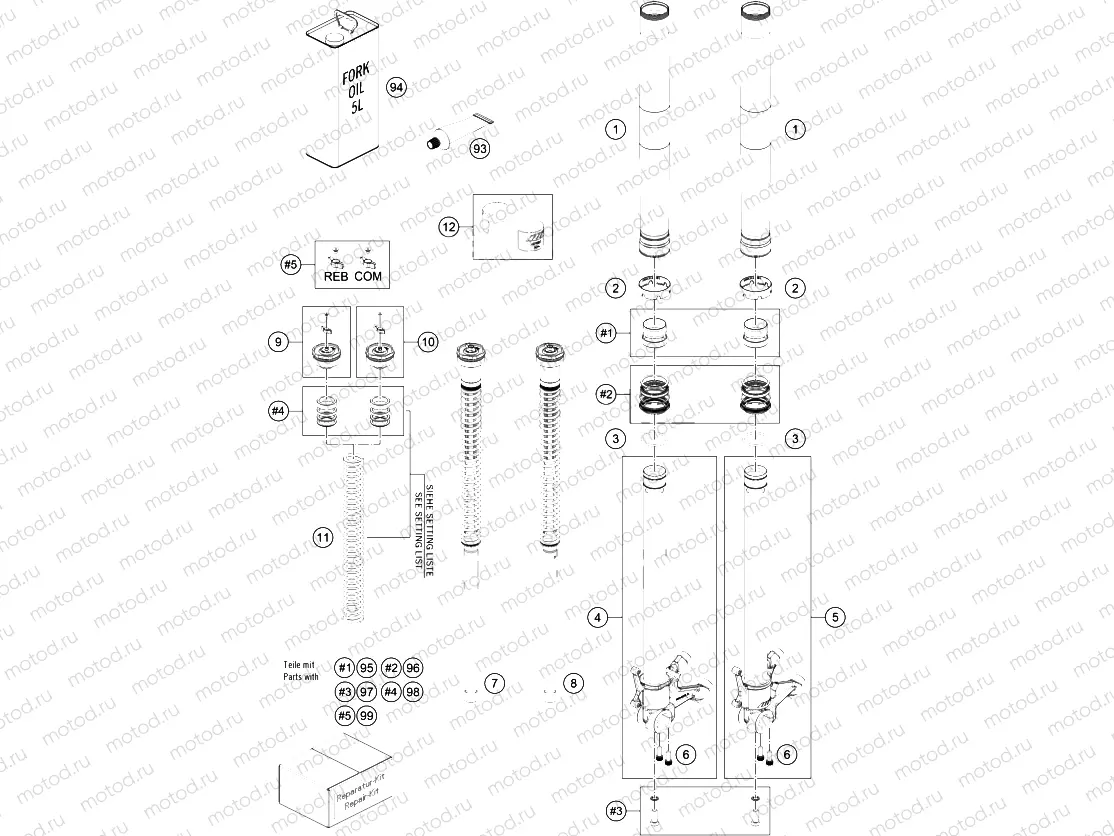 FRONT FORK DISASSEMBLED