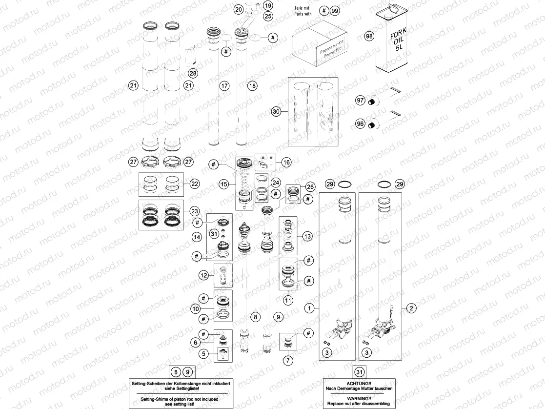 FRONT FORK DISASSEMBLED