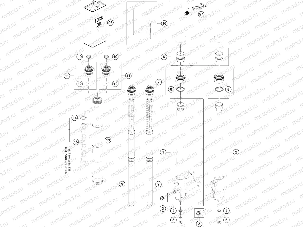 FRONT FORK DISASSEMBLED
