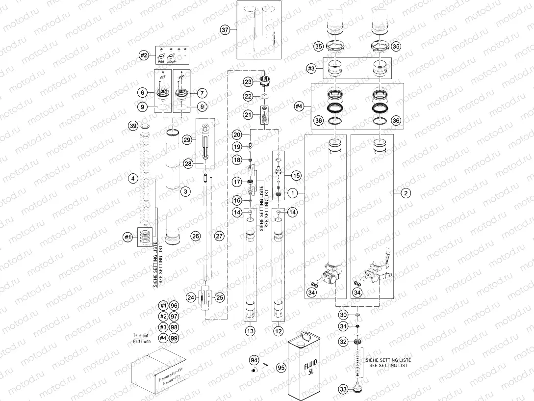 FRONT FORK DISASSEMBLED