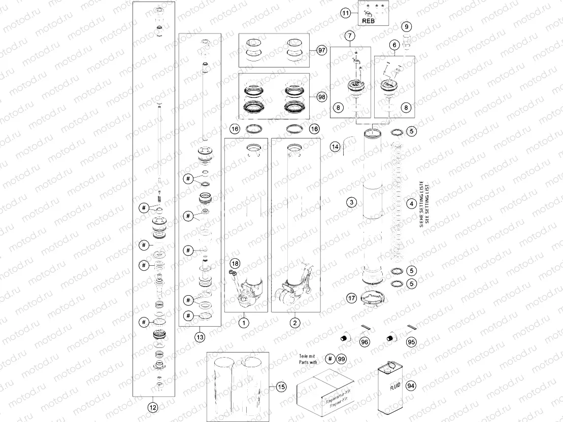 FRONT FORK DISASSEMBLED