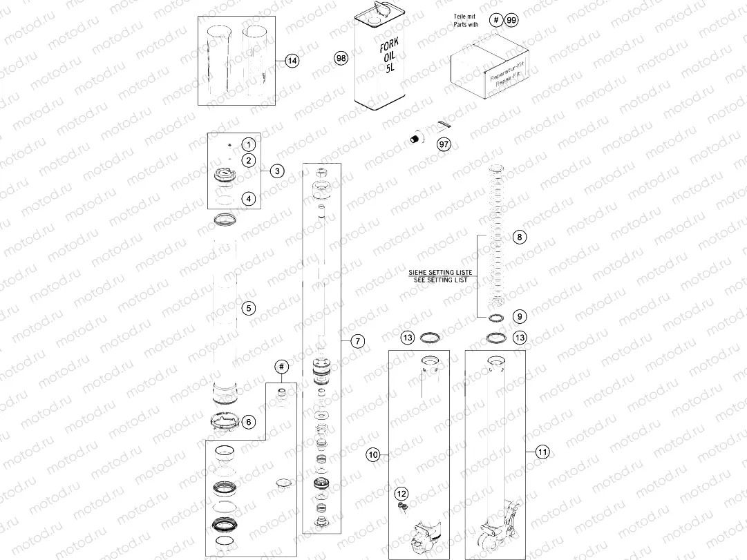 FRONT FORK DISASSEMBLED