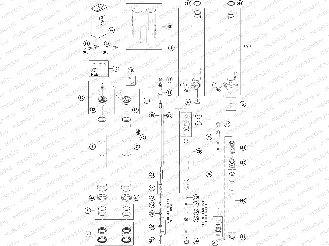 FRONT FORK DISASSEMBLED