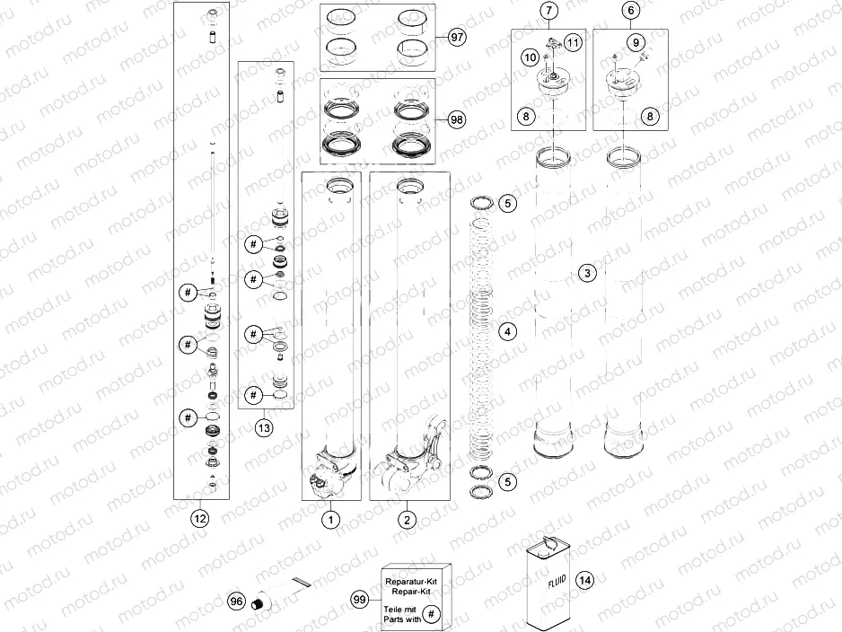 FRONT FORK DISASSEMBLED|Frame|01