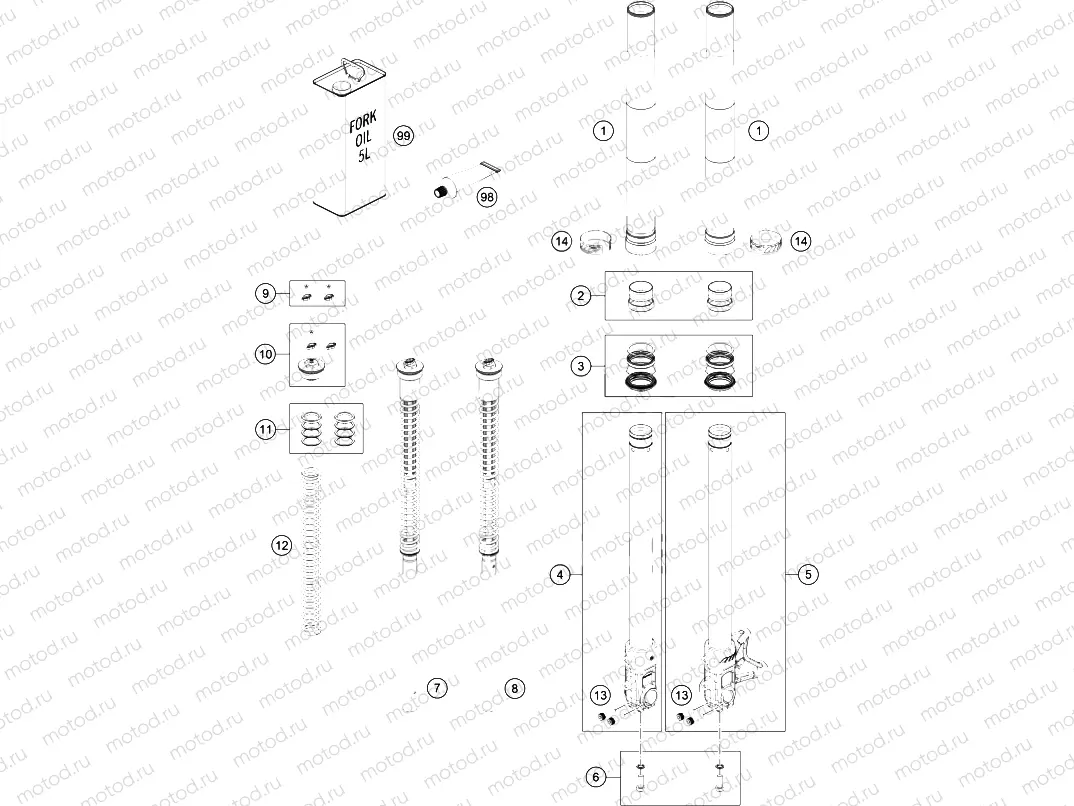 FRONT FORK DISASSEMBLED|Frame|01