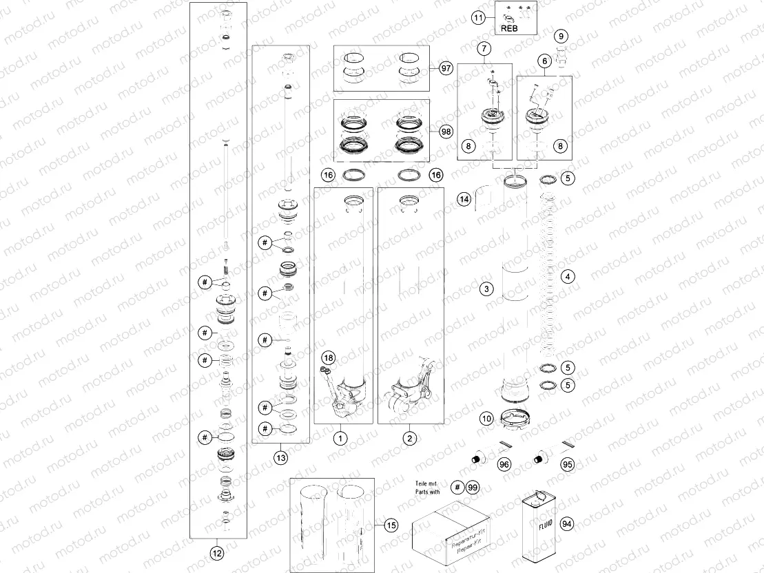 FRONT FORK DISASSEMBLED|Frame|01