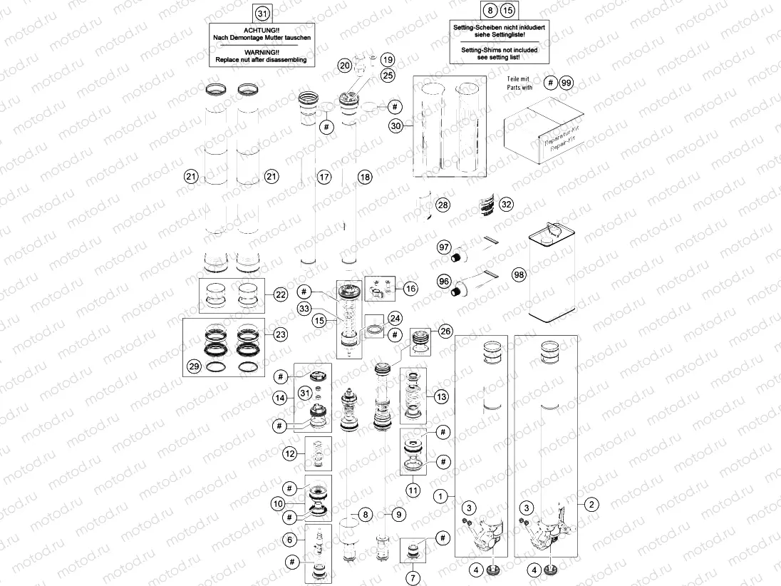 FRONT FORK DISASSEMBLED|Frame|01