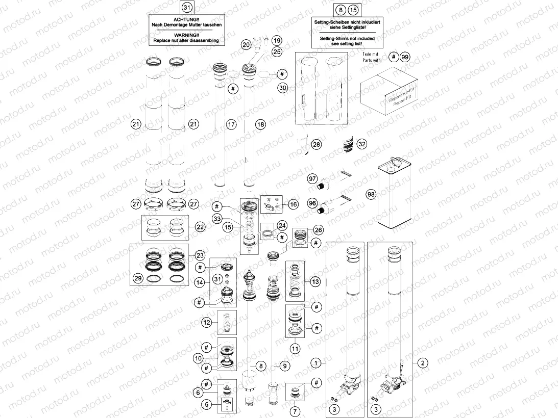 FRONT FORK DISASSEMBLED|Frame|01