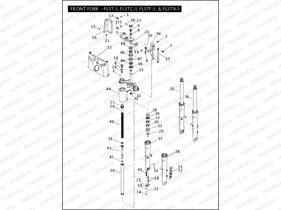 FRONT FORK - FLST/I, FLSTC/I, FLSTF/I, & FLSTN/I