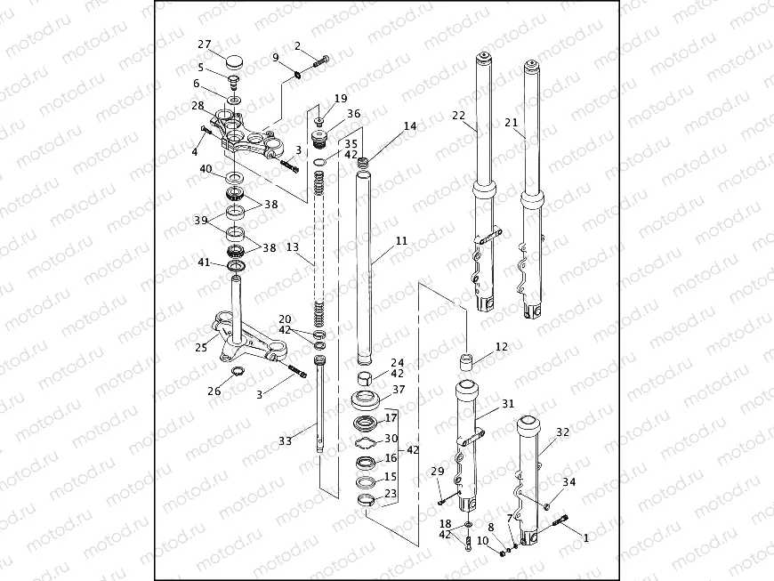 FRONT FORK - FXD, FXDL & FXDS-CON (1 OF 2)