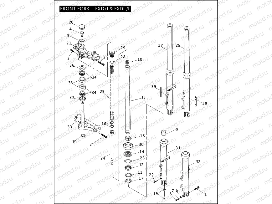 FRONT FORK - FXD/I & FXDL/I