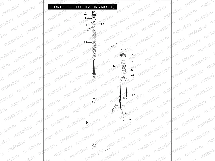 FRONT FORK - LEFT (FAIRING MODEL)
