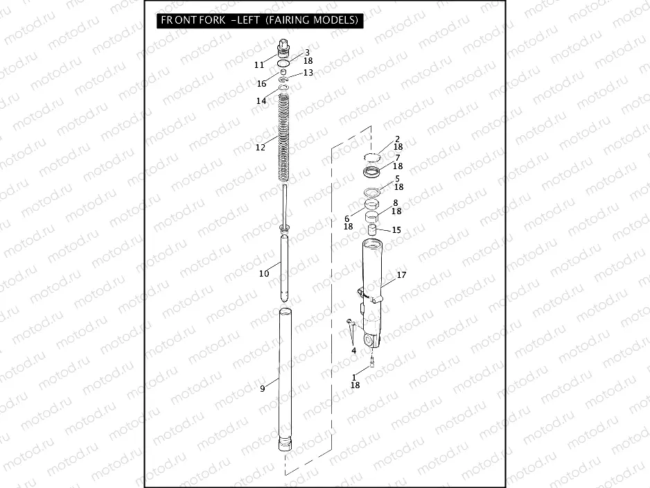 FRONT FORK - LEFT (FAIRING MODELS)