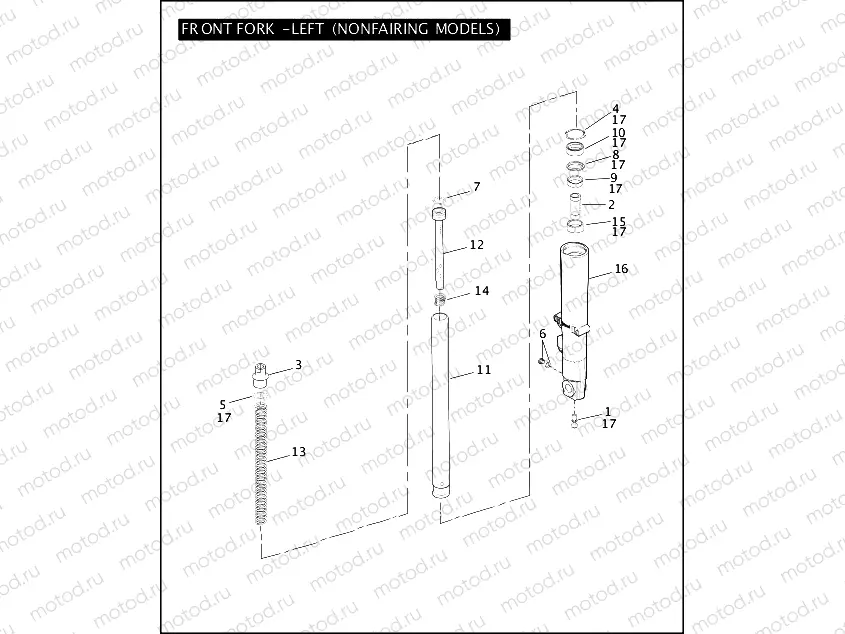 FRONT FORK - LEFT (NONFAIRING MODELS)