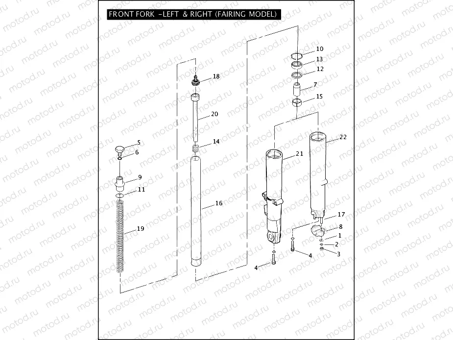 FRONT FORK - LEFT & RIGHT (FAIRING MODEL)