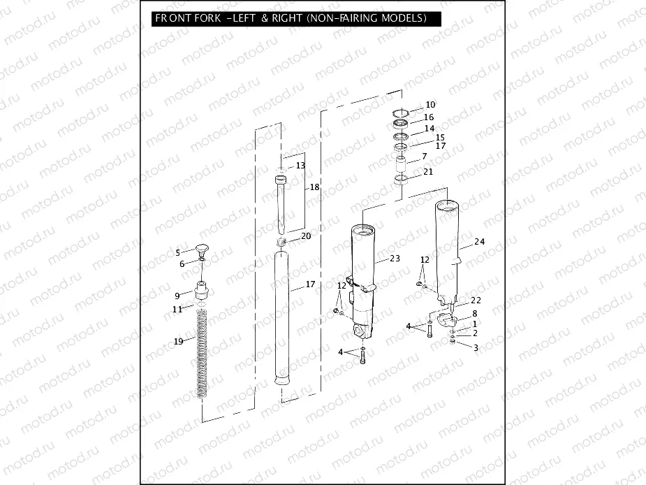 FRONT FORK - LEFT & RIGHT (NON-FAIRING MODELS)