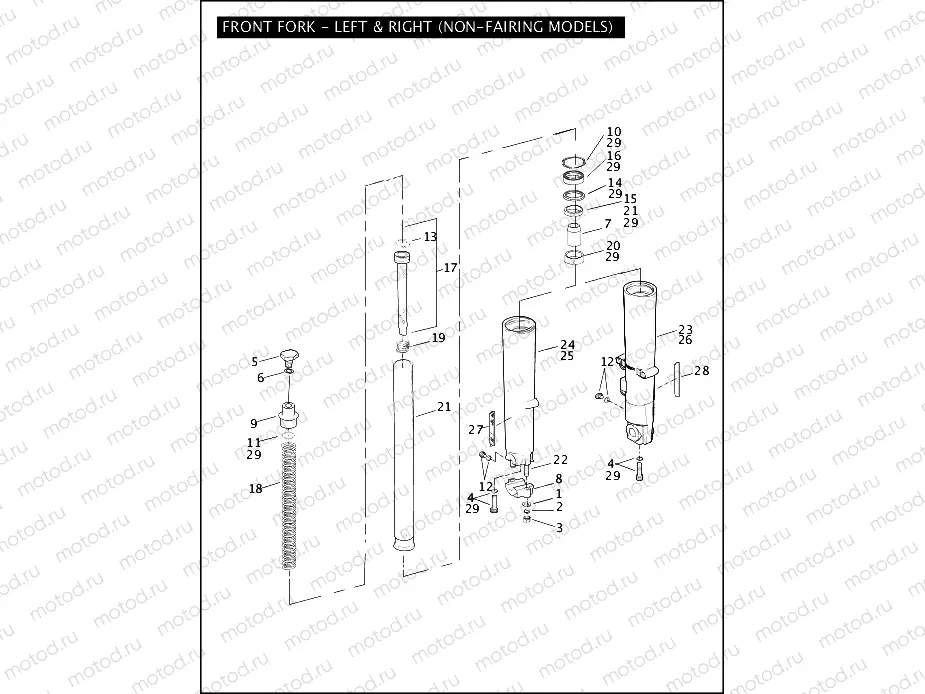 FRONT FORK - LEFT & RIGHT (NON-FAIRING MODELS)