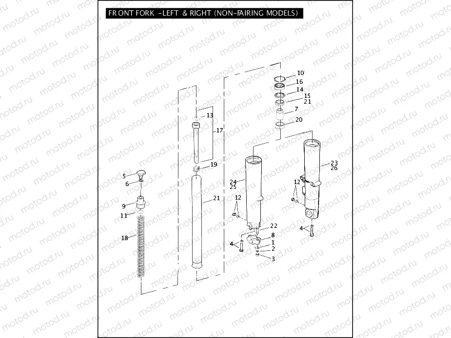 FRONT FORK - LEFT & RIGHT (NON-FAIRING MODELS)